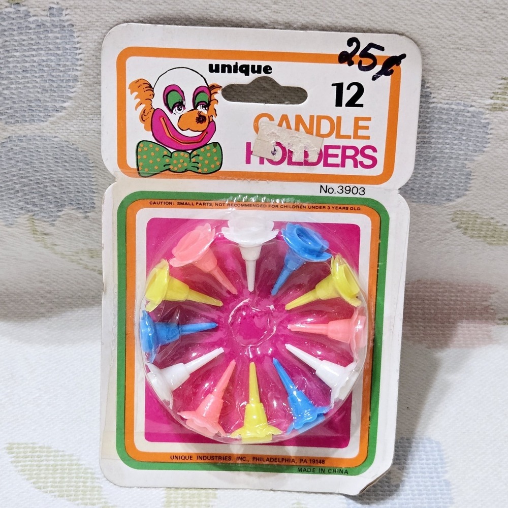 Vintage Flower Birthday Candle Holders Cake Toppers NOS